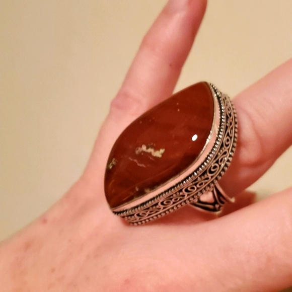 New Red Jasper 925 Silver Statement Ring. - Picture 7 of 12